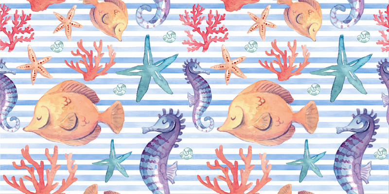 乙烯基地毯浴室海洋生物瓷砖家具 - TenStickers