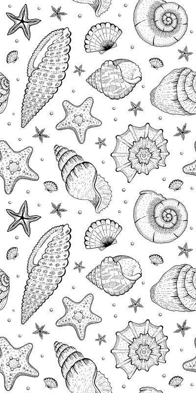 乙烯基地毯浴室海洋生物与贝壳淋浴 - TenStickers