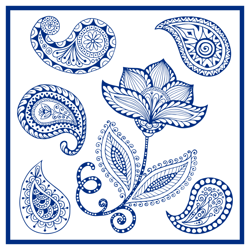 乙烯基厨房地毯与佩斯利花卉图案 - TenStickers