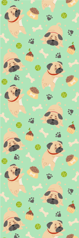 卧室乙烯基地毯肥胖斗牛犬与骨头 - TenStickers