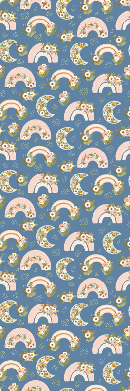 卧室乙烯基地毯儿童春季彩虹花卉图案 - TenStickers