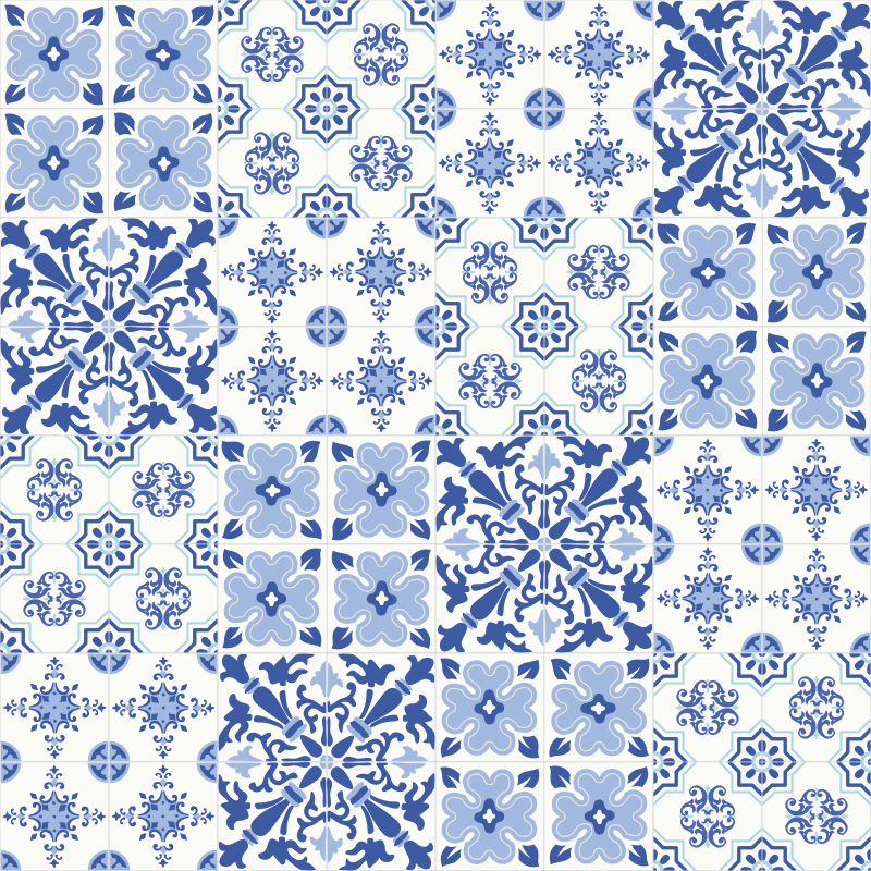 乙烯基地毯 蓝色瓷砖效果覆盖 - TenStickers