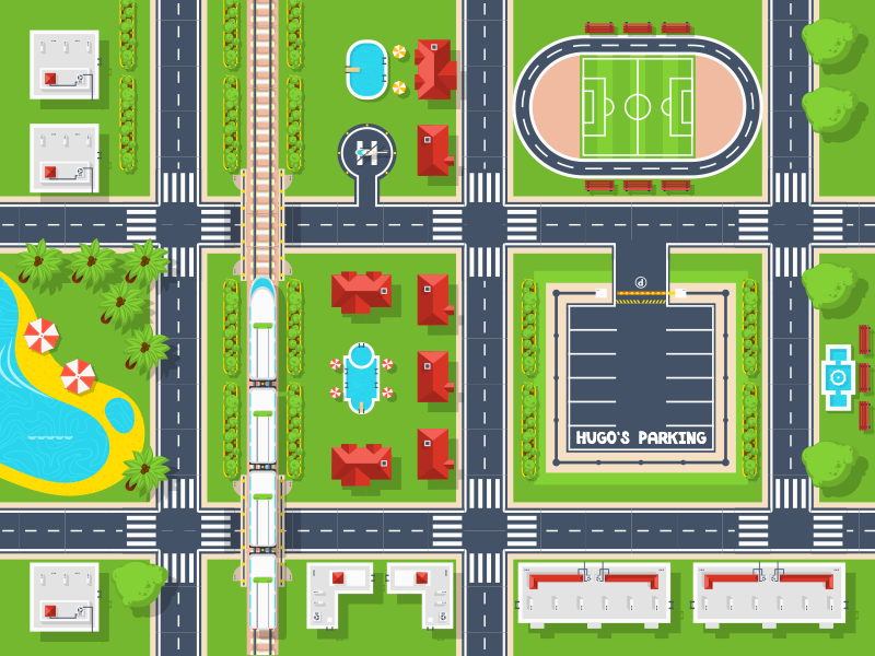 乙烯基地毯道路 俏皮的城市景观 - TenStickers