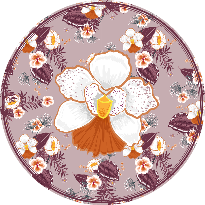 乙烯基花草地毯 花卉图案的圆圈 - TenStickers