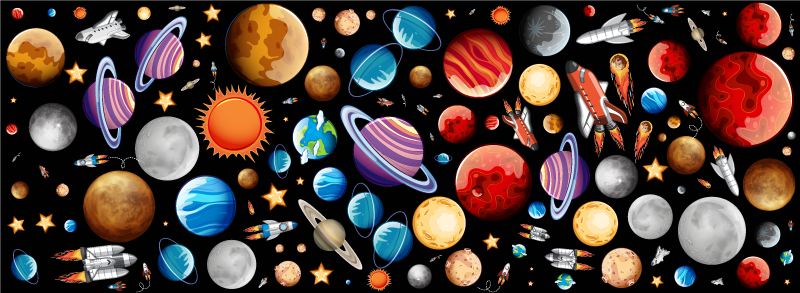 太空星球儿童乙烯基地毯 - TenStickers
