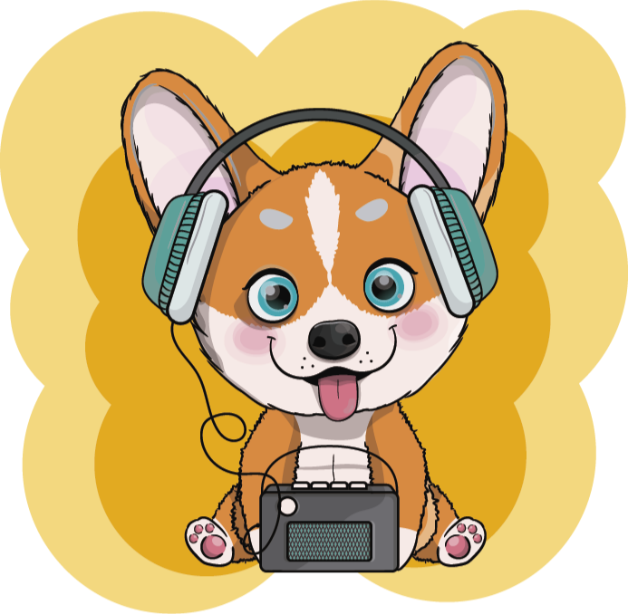 乙烯基地毯 小狗耳机插画 - TenStickers