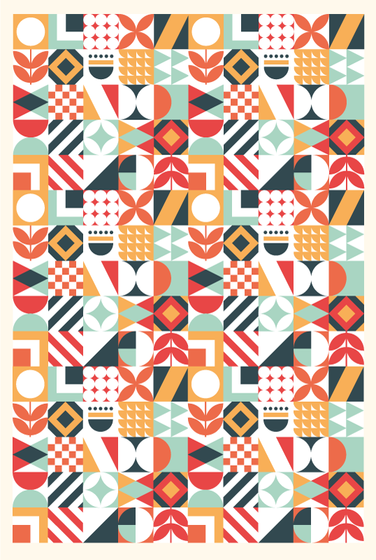 乙烯基地毯几何 对称马赛克 - TenStickers