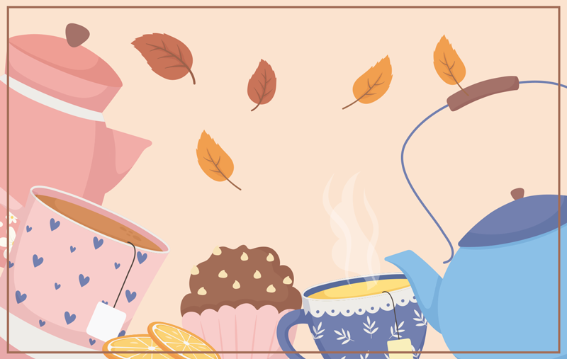 乙烯基花草地毯 下午茶时间的插图 - TenStickers