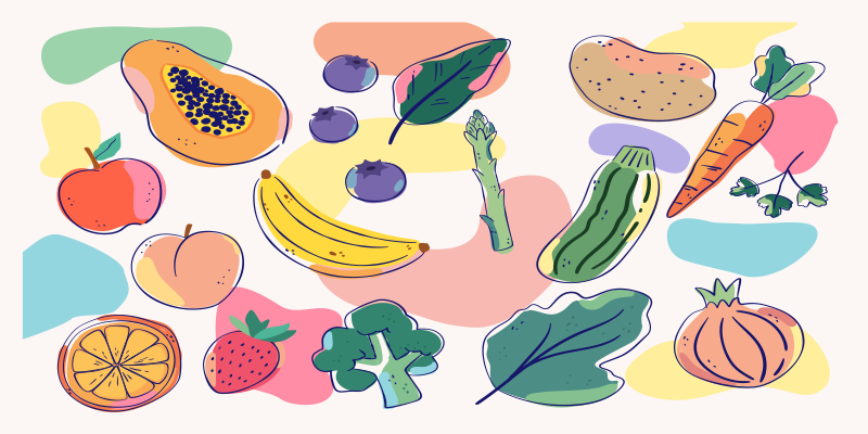 乙烯基厨房地毯 彩色水果插画 - TenStickers