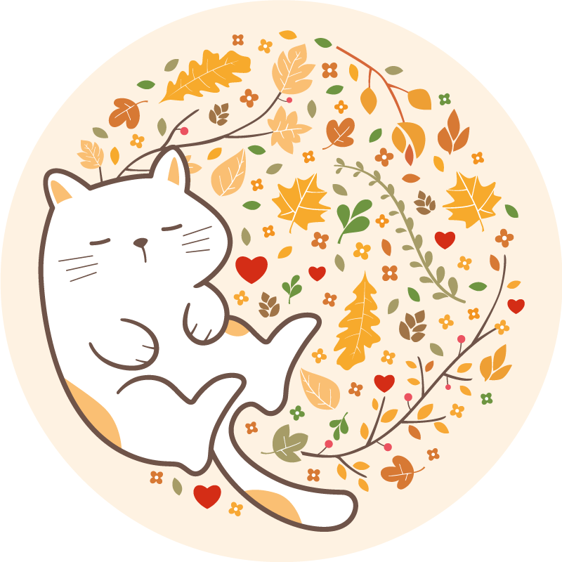 乙烯基地毯 秋天的猫图 - TenStickers