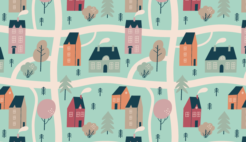 乙烯基地毯 儿童 儿童游乐村 - TenStickers