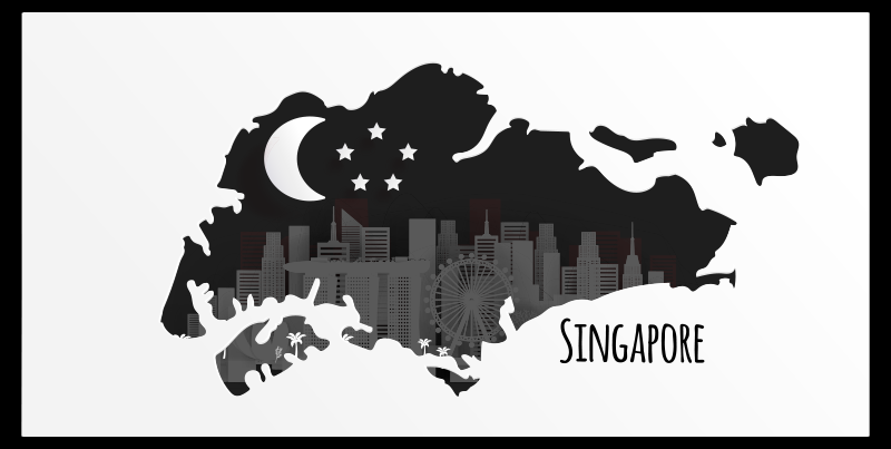 新加坡的天际线乙烯基地毯 - TenStickers