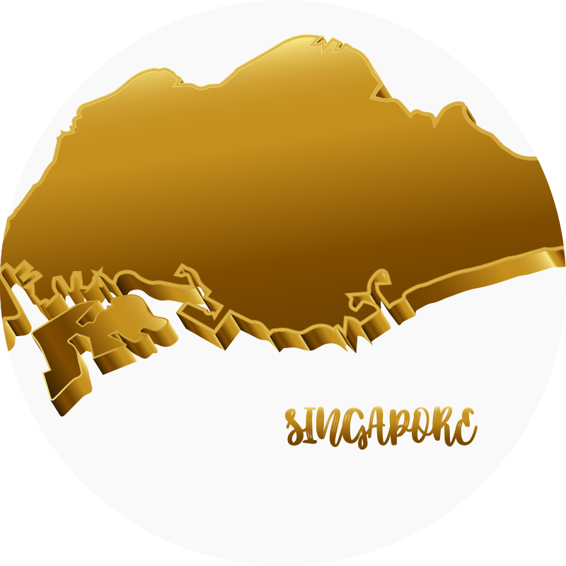 新加坡黄金地图世界地图地毯 - TenStickers