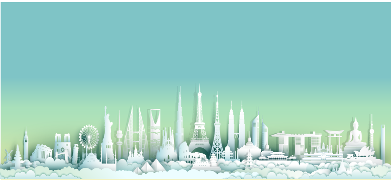 新加坡的天际线大地色客厅地毯 - TenStickers