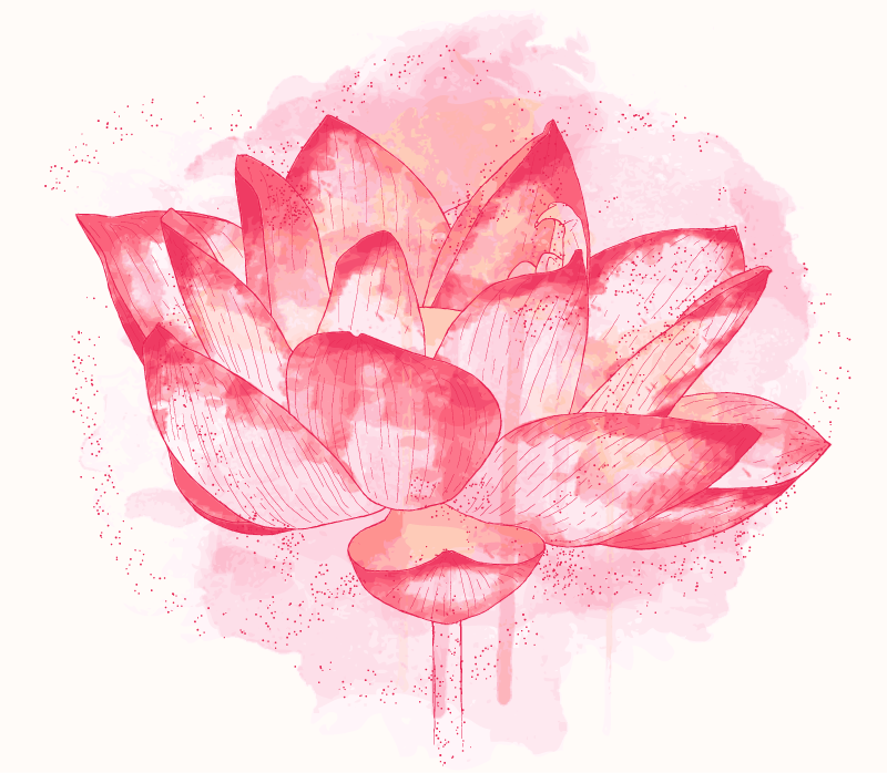 莲花圆形水彩花卉地毯 - TenStickers
