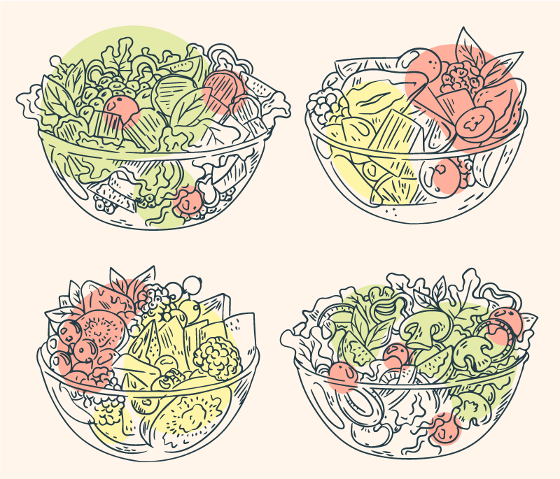 乙烯基地毯饭厅 沙拉碗 插图 - TenStickers