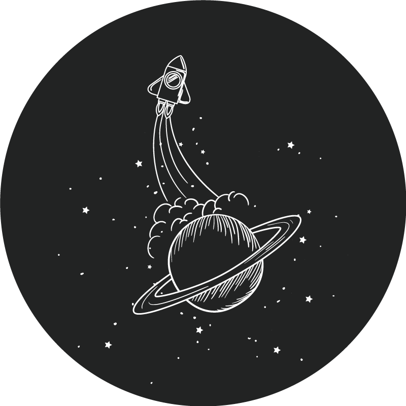 乙烯基地毯星星轨道中的火箭 - TenStickers