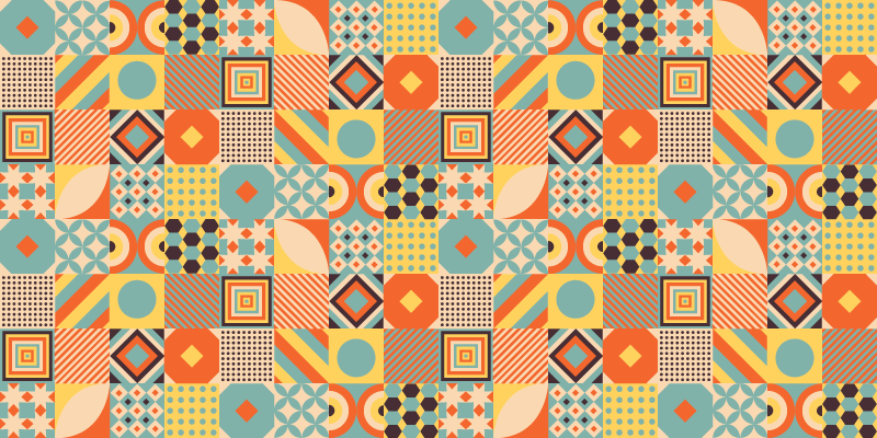 乙烯基地毯几何生动的瓷砖概念 - TenStickers