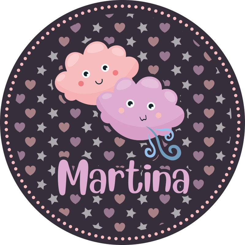 乙烯基地毯 紫色云朵带名字 - TenStickers