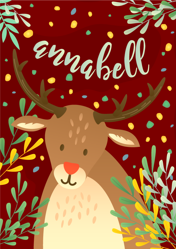 乙烯基地毯圣诞名字驯鹿 - TenStickers