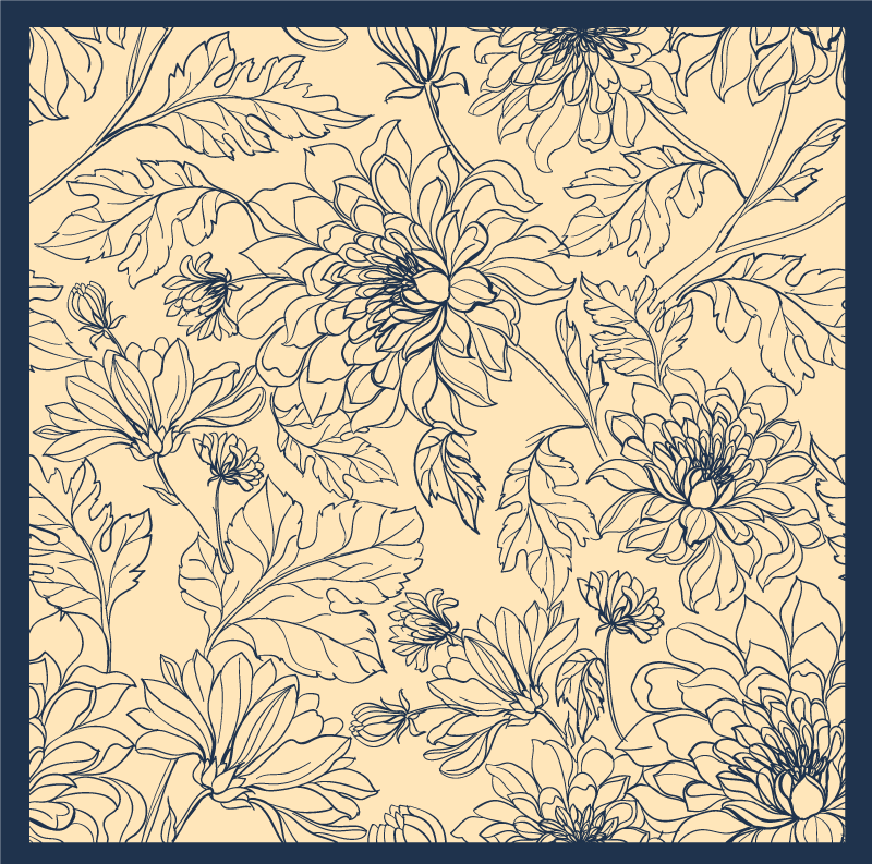 乙烯基地毯客厅优雅花卉轮廓 - TenStickers