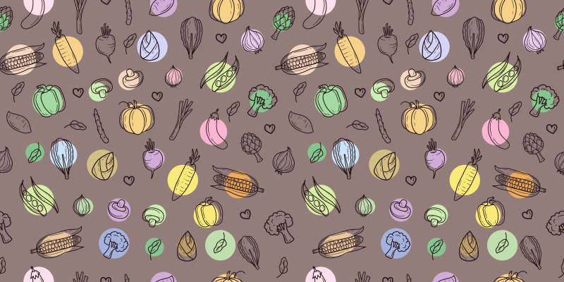 乙烯基厨房地毯色彩斑斓的蔬菜图案 - TenStickers