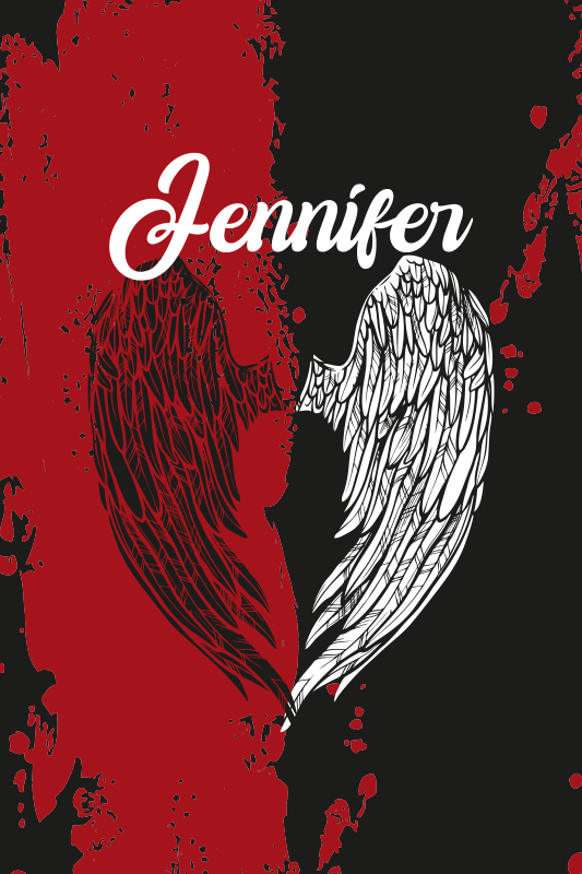 乙烯基地毯心形翅膀带名字 - TenStickers