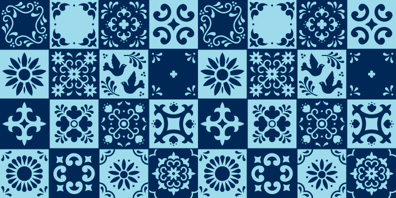 乙烯基地毯 蓝色马赛克 - TenStickers