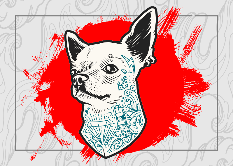 乙烯基地毯动物吉娃娃犬肖像 - TenStickers