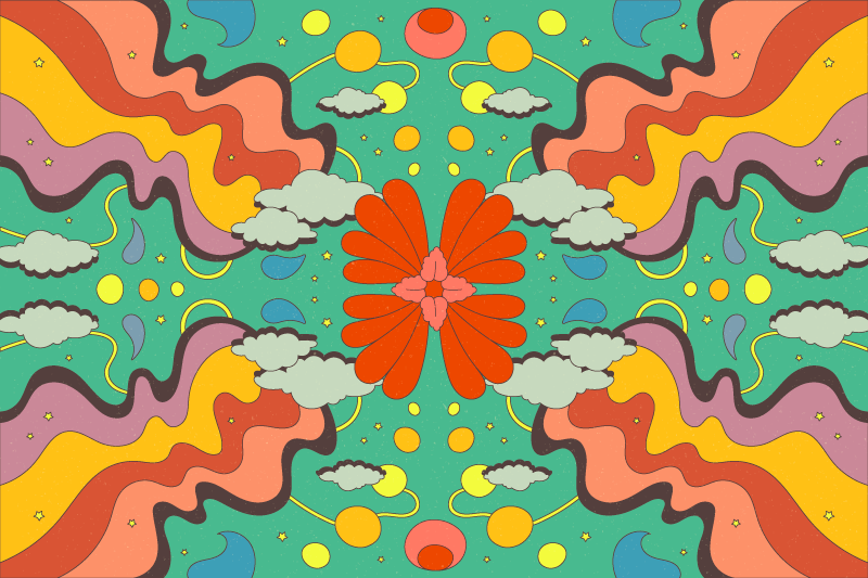 乙烯基地毯特性展现生动花卉波浪 - TenStickers