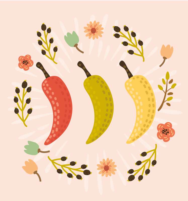 乙烯基厨房地毯色彩斑斓的辣椒 - TenStickers