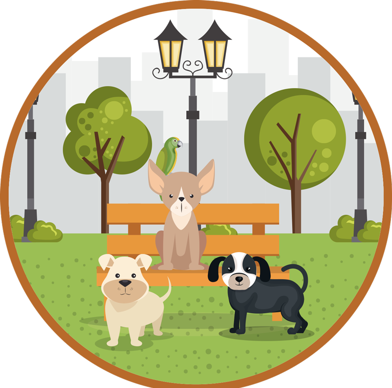 乙烯基地毯动物在公园里的狗 - TenStickers