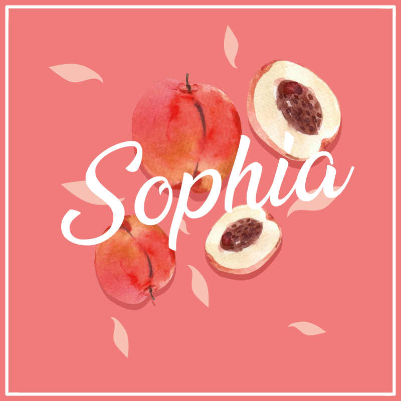 乙烯基地毯粉色桃子定制名称 - TenStickers