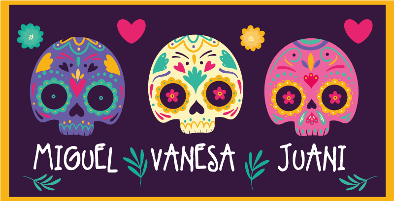 乙烯基地毯入口大厅定制彩色骷髅 - TenStickers