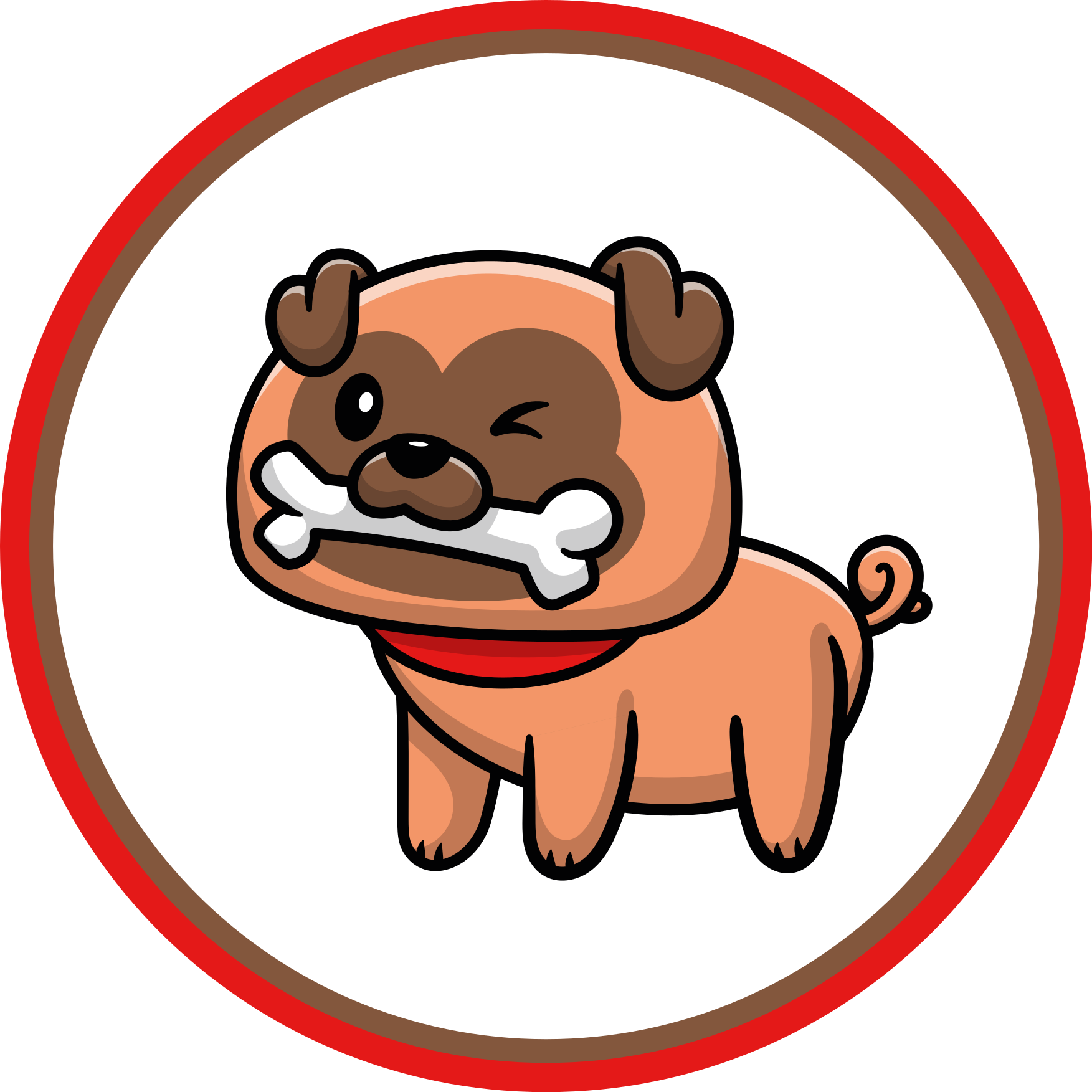 乙烯基地毯动物斗牛犬与骨头 - TenStickers