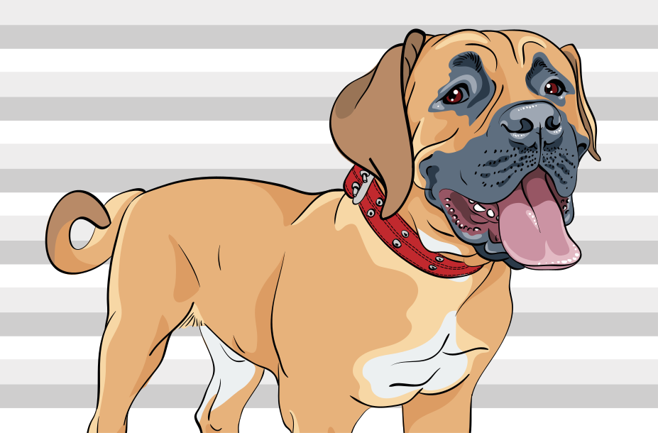 乙烯基地毯动物喘气的獒犬插图 - TenStickers