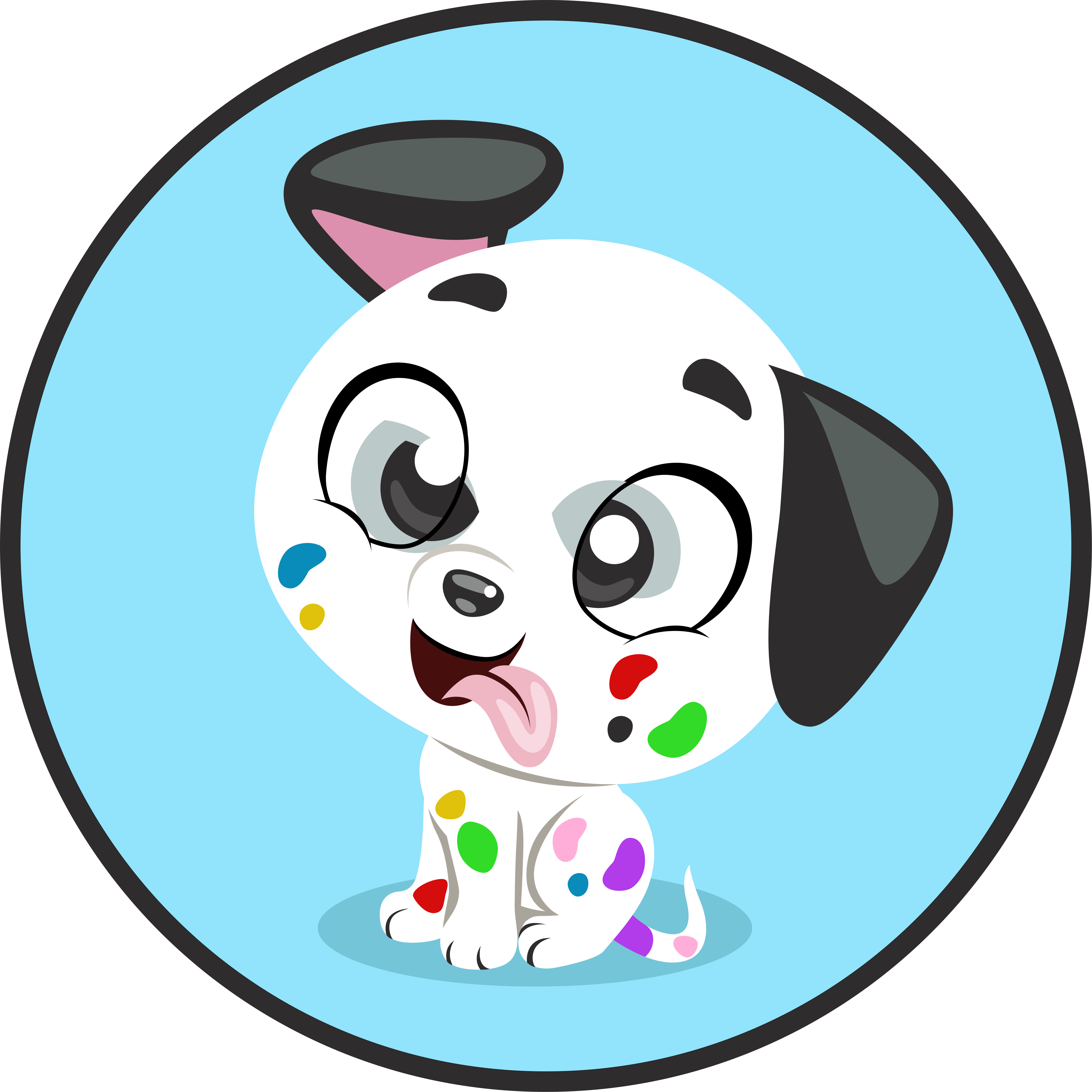 乙烯基地毯动物色彩斑斓的小达尔马提亚犬 - TenStickers