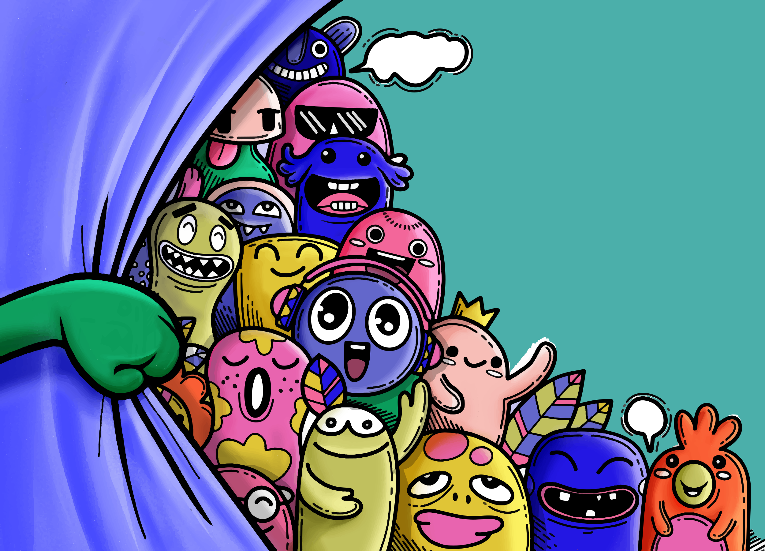 乙烯基地毯 彩色怪兽角色 - TenStickers