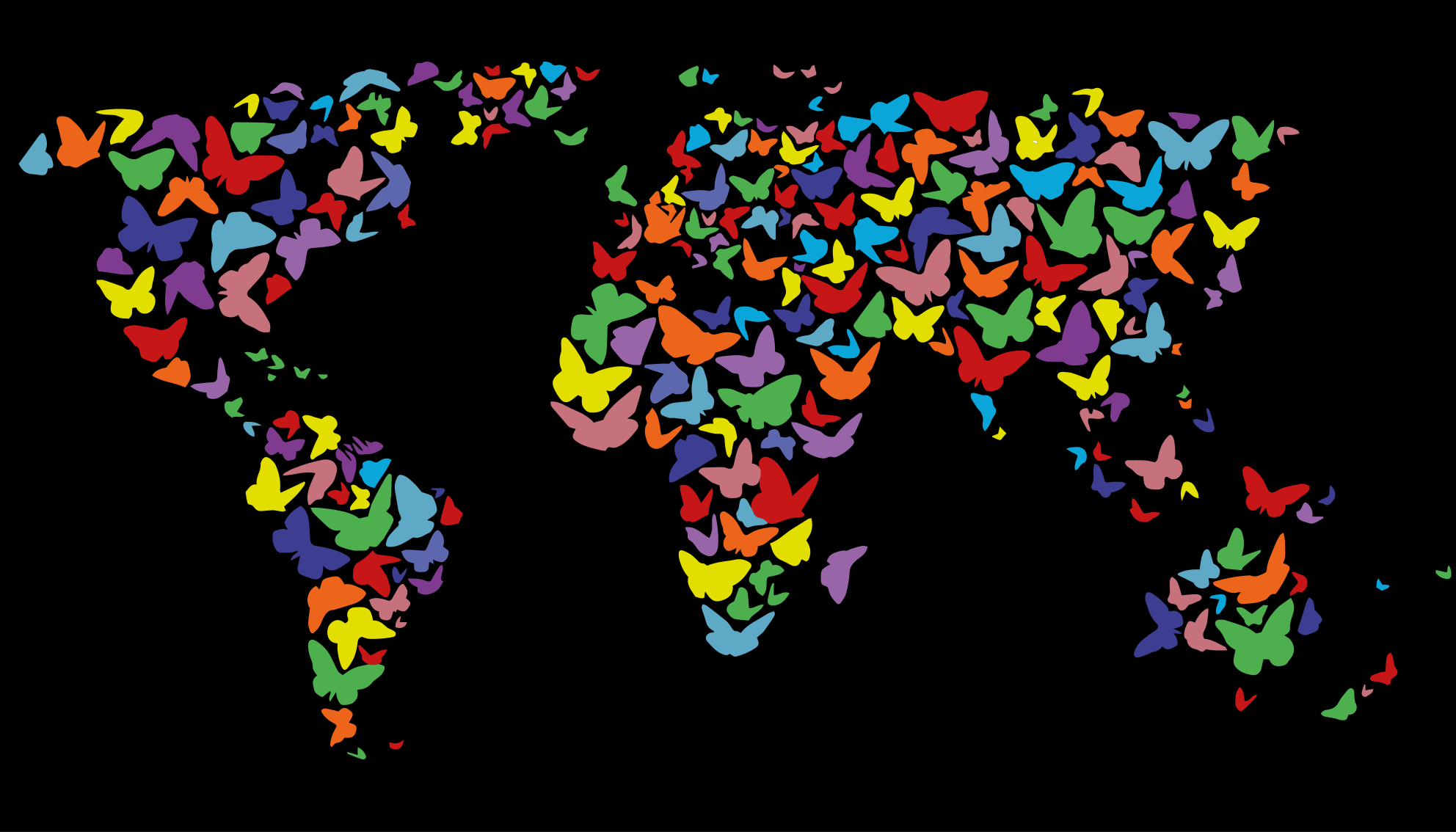 乙烯基地毯色彩斑斓的蝴蝶地图 - TenStickers
