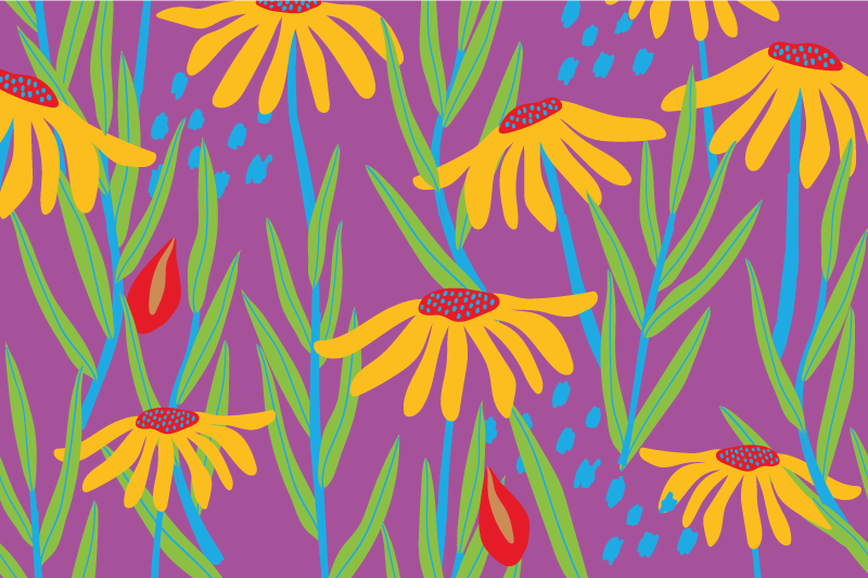 乙烯基花草地毯紫色植物组合 - TenStickers