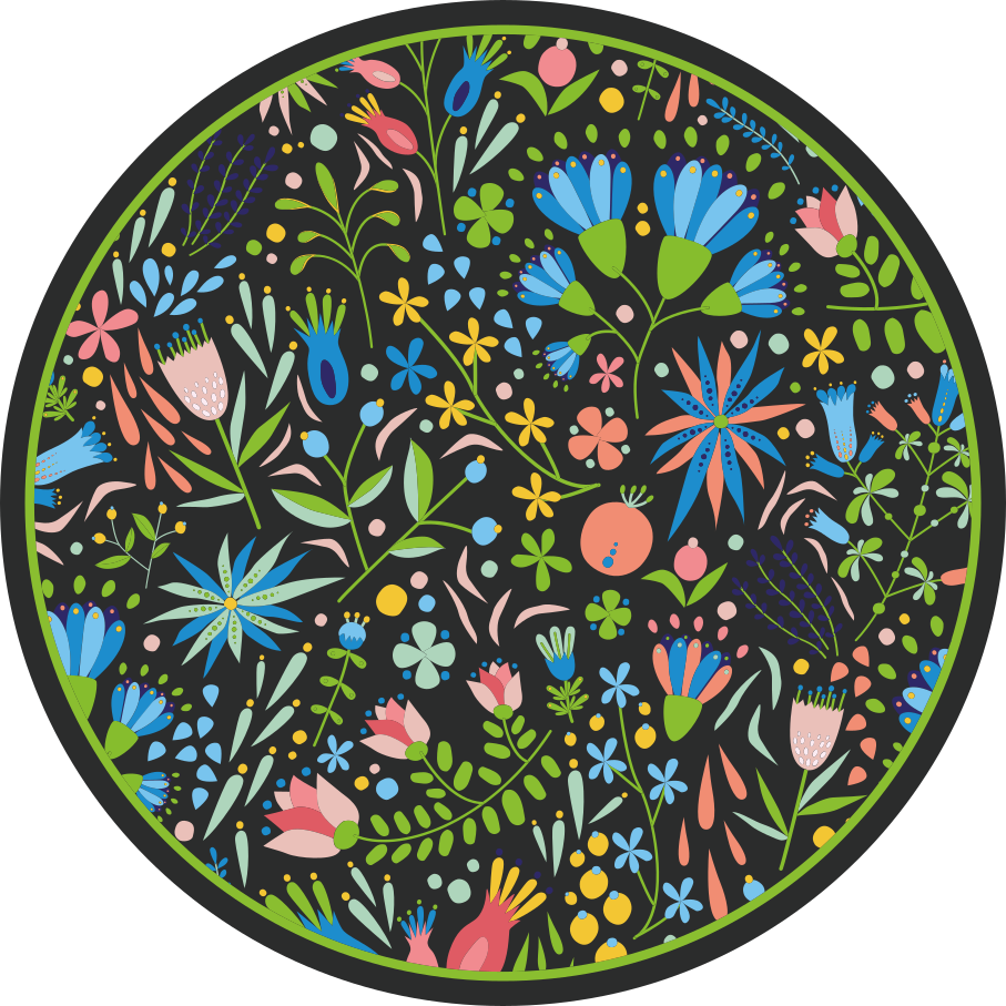 乙烯基花草地毯色彩鲜艳的植物图案 - TenStickers