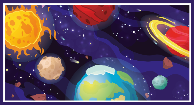 乙烯基地毯星星宇宙探索场景 - TenStickers