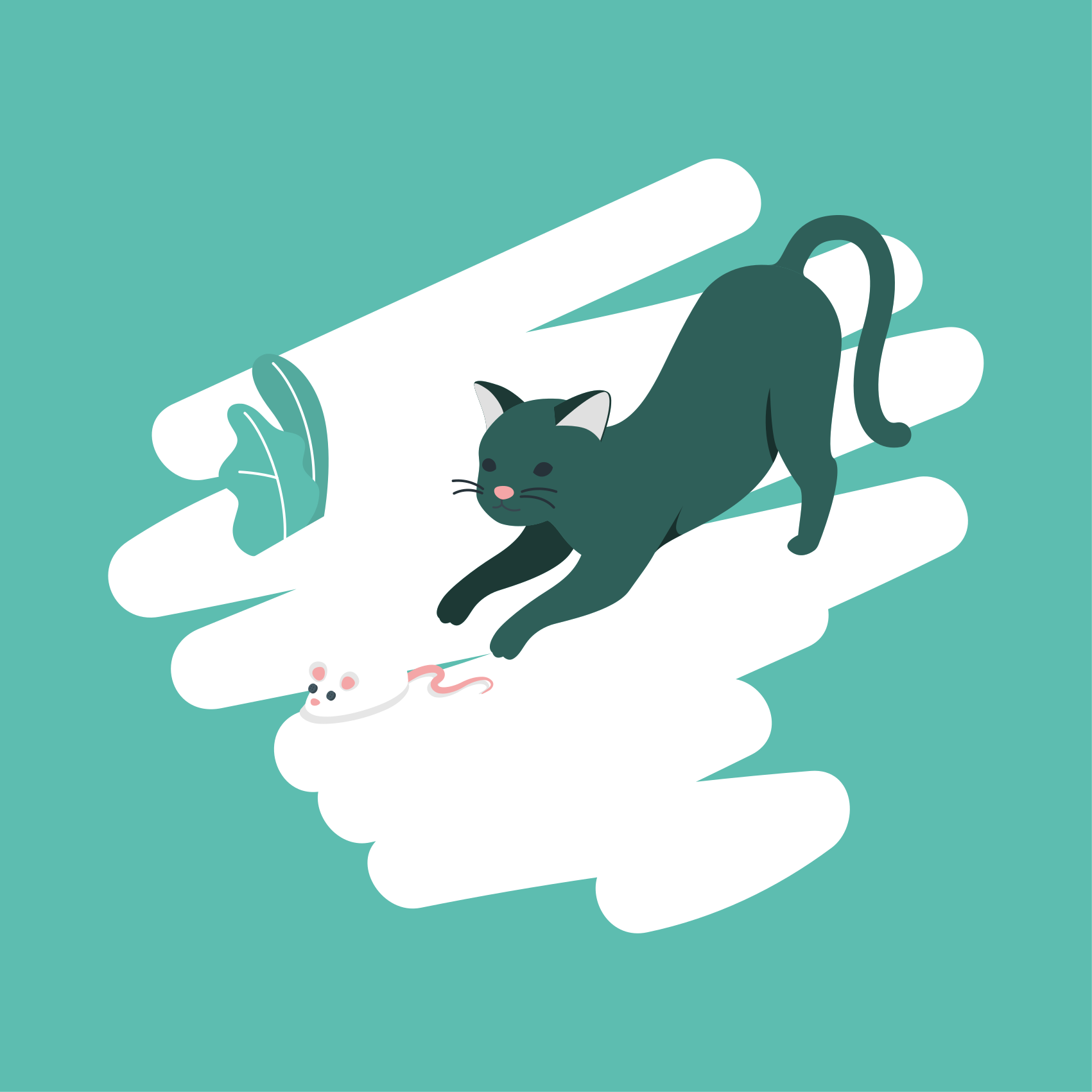 卧室乙烯基地毯 猫咪嬉戏追逐 - TenStickers