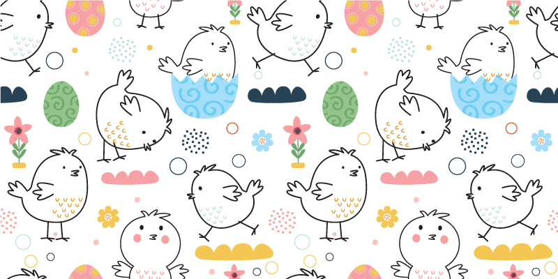 乙烯基地毯 儿童 魅力小鸡图案 - TenStickers