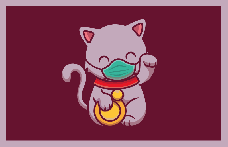 乙烯基地毯动物戴口罩的猫 - TenStickers