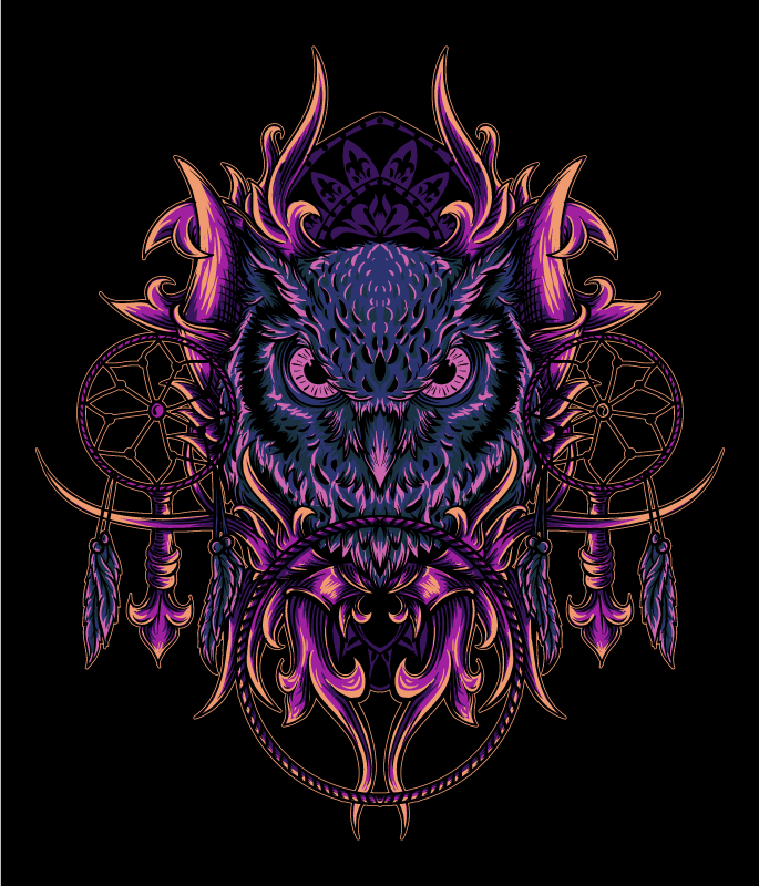 乙烯基地毯动物猫头鹰梦捕艺术 - TenStickers