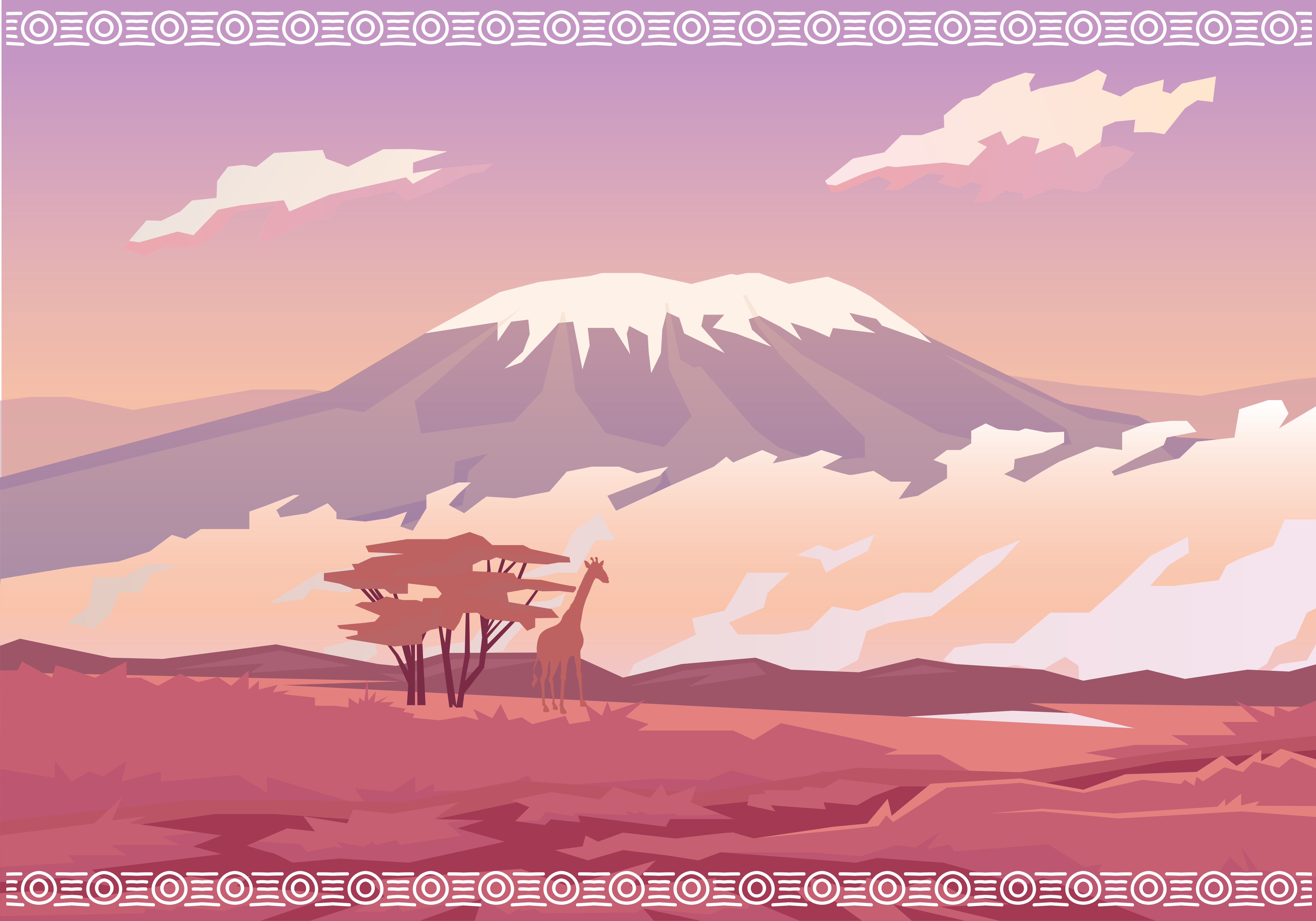 乙烯基地毯特性与山间日落景色 - TenStickers