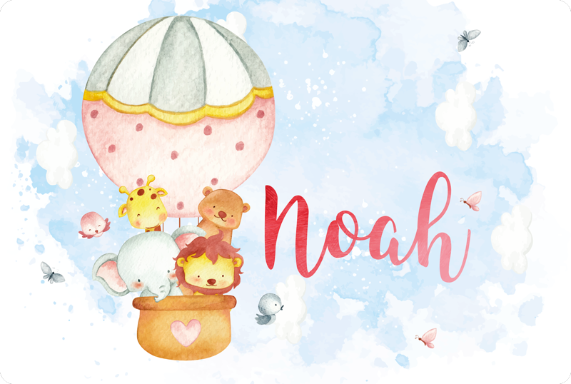 乙烯基地毯托儿所 气球冒险与名字 - TenStickers