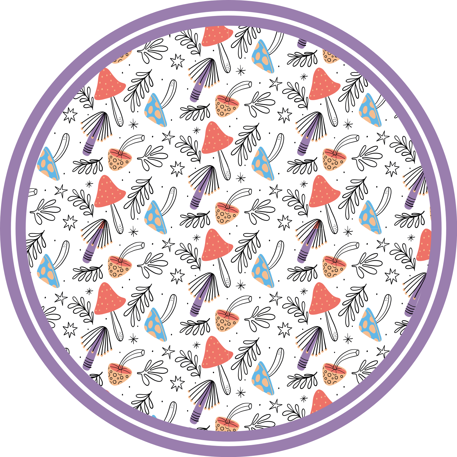 乙烯基地毯特性展现多彩真菌芽 - TenStickers