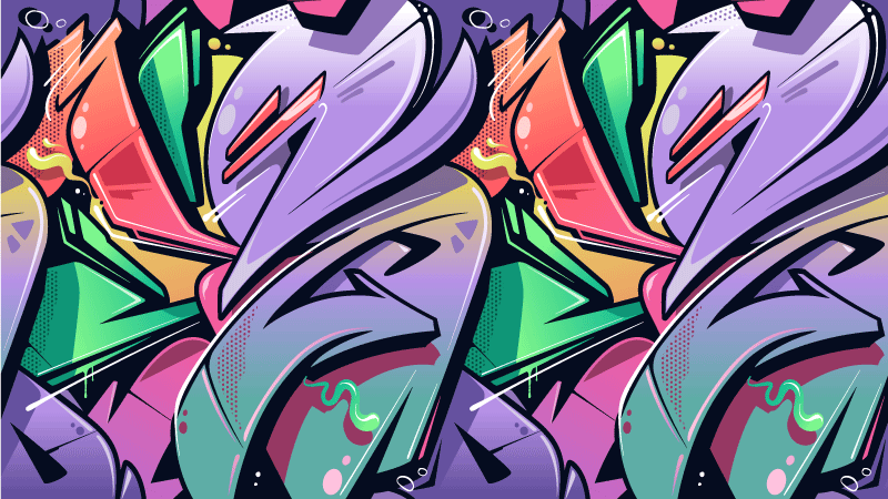 彩色涂鸦街头艺术质感地毯 - TenStickers